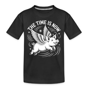 Flying Pig - Now is the time - Kids' Premium Organic T-Shirt - black - Front