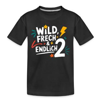 Sauvage, effronté et enfin 2 ans 2e anniversaire - T-shirt bio Premium Enfant - noir - Devant