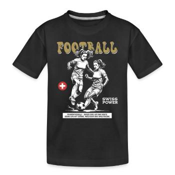 Willen am Ball: Fußballshirt für Spielerinnen - Kinder Premium Bio T-Shirt - Schwarz - Vorne