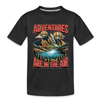 Les aventures en montgolfière sont dans l’aviation - T-shirt bio Premium Enfant - noir - Devant