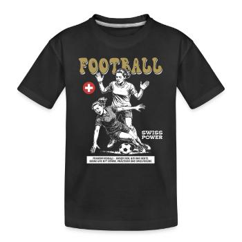 Kraft ohne Foul: Schweizer Frauenfußball Shirt - Kinder Premium Bio T-Shirt - Schwarz - Vorne