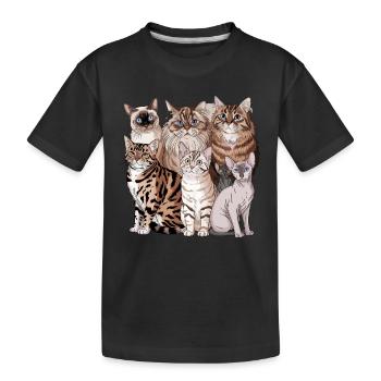 Verschiedene Katzenrassen Illustration - Kinder Premium Bio T-Shirt - Schwarz - Vorne
