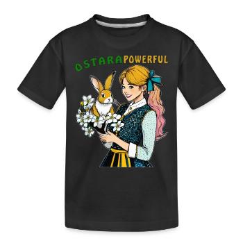 WOMAN BUNNY FLOWER OSTARA POWERFUL - Kids' Premium Organic T-Shirt - black - Front