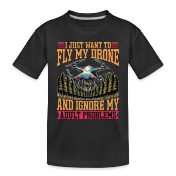 Passionné de drones, je veux juste voler opérateur de drone - T-shirt bio Premium Enfant - noir - Devant