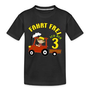 Traktor Geburtstagsmotiv 3 Jahre Jungen Geschenk - Kinder Premium Bio T-Shirt - Schwarz - Vorne