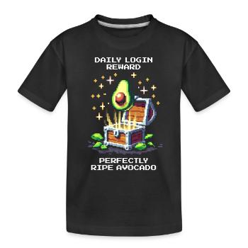 Login Bonus: Perfect Avocado | Daily Snack XP - Kids' Premium Organic T-Shirt - black - Front