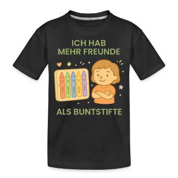 Ich Hab Mehr Freunde Als Buntstifte im - Kinder Premium Bio T-Shirt - Schwarz - Vorne