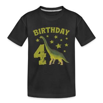 4 ans anniversaire garçon Dino Volcano - 4ème - T-shirt bio Premium Enfant - noir - Devant