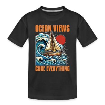 Sailing Ocean Views Cure Everything Fisherman - Kids' Premium Organic T-Shirt - black - Front