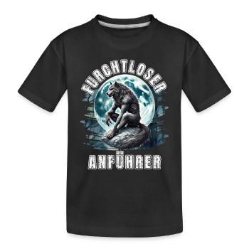Alpha Wolf FURCHTLOSER ANFÜHRER Lustiges - Kinder Premium Bio T-Shirt - Schwarz - Vorne