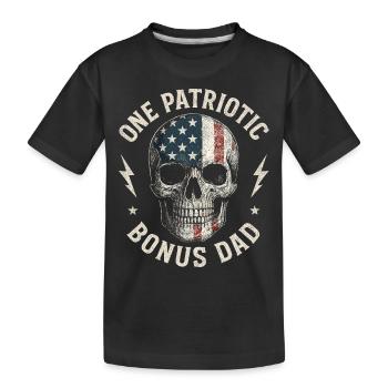Bonus Dad mit Flaggen-Schädel - Kinder Premium Bio T-Shirt - Schwarz - Vorne