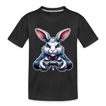 Hase Kaninchen Gamer Gaming Nerd - Kinder Premium Bio T-Shirt - Schwarz - Vorne