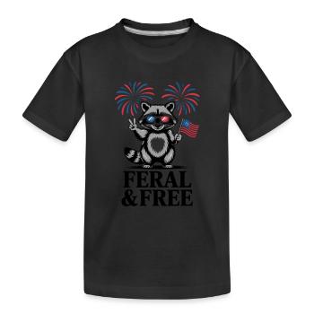 Fête du raton laveur sauvage et libre Jour de l’indépendance - T-shirt bio Premium Enfant - noir - Devant