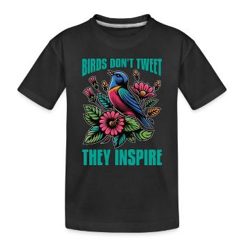 Les oiseaux de l’ornithologie ne tweetent pas, ils inspirent l’observation des oiseaux - T-shirt bio Premium Enfant - noir - Devant