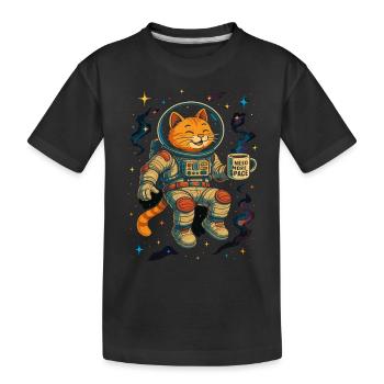 Astronaut Cat "I Need More Space" - Kids' Premium Organic T-Shirt - black - Front