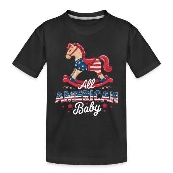 Conception de cheval à bascule pour bébé américain - T-shirt bio Premium Enfant - noir - Devant