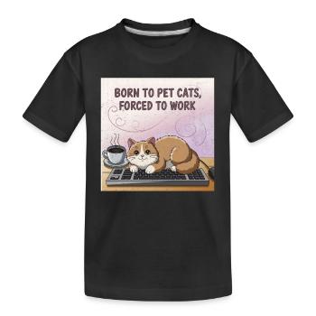 Travailleur amoureux des chats - T-shirt bio Premium Enfant - noir - Devant