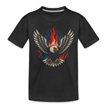 American - Flaming Eagle - Kids' Premium Organic T-Shirt - black - Front