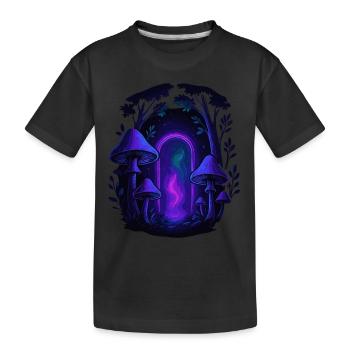 Forêt de champignons psychédéliques - Magic Portal - T-shirt bio Premium Enfant - noir - Devant
