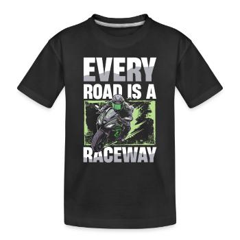 Jede Straße Ist Eine Rennstrecke Motorradfahrer - Kinder Premium Bio T-Shirt - Schwarz - Vorne