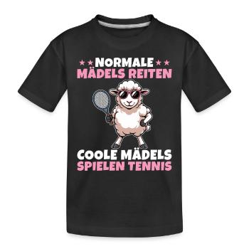 Coole Mädels spielen Tennis - Schaf Tennisspieler - Kinder Premium Bio T-Shirt - Schwarz - Vorne