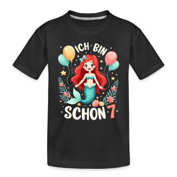 J’ai déjà 7 ans Sirène Birthday Girl - T-shirt bio Premium Enfant - noir - Devant
