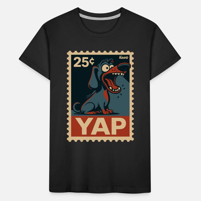 Teckel comique sur timbre-poste avec Yap T-shirt bio Premium Enfant