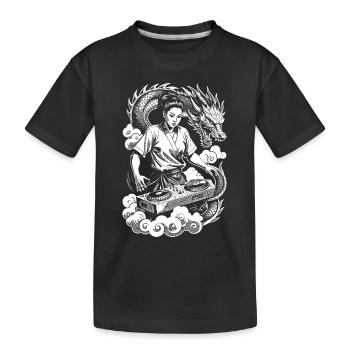 Heldin Shirt: Magischer DJ Controller mit Drachen - Kinder Premium Bio T-Shirt - Schwarz - Vorne