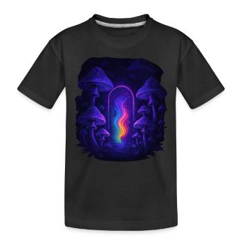 Magic Mushroom - Mushroom Forest Portal - Kids' Premium Organic T-Shirt - black - Front