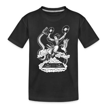 Open-Air Shirt: Geisha with vinyls at the DJ booth - Kids' Premium Organic T-Shirt - black - Front