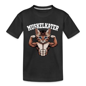 Muscle Soreness Funny Cat Bodybuilder - Kids' Premium Organic T-Shirt - black - Front