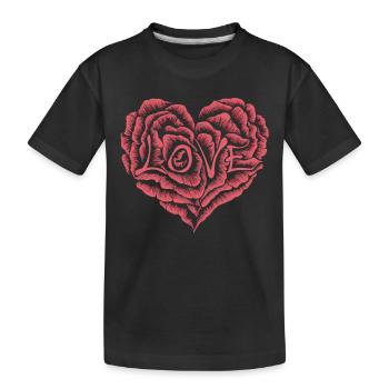 Cœur de roses avec amour - T-shirt bio Premium Enfant - noir - Devant