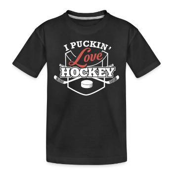 I Puckin Love Hockey - Kids' Premium Organic T-Shirt - black - Front