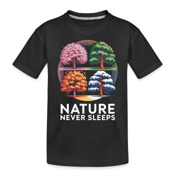 Nature Never Sleeps Shirt - Kids' Premium Organic T-Shirt - black - Front