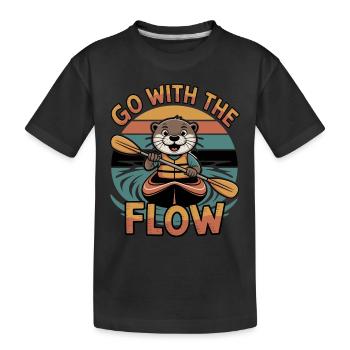 Funny Kayaking Beaver - Kids' Premium Organic T-Shirt - black - Front