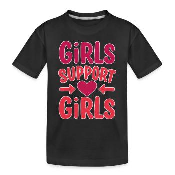 Girls Support Girls Friendship - Kids' Premium Organic T-Shirt - black - Front