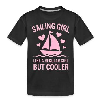 Sailing Saying Girl Sailor Sailing Gift - Kids' Premium Organic T-Shirt - black - Front