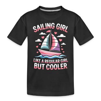 Sailing Saying Girl Sailor Sailing Gift - Kids' Premium Organic T-Shirt - black - Front