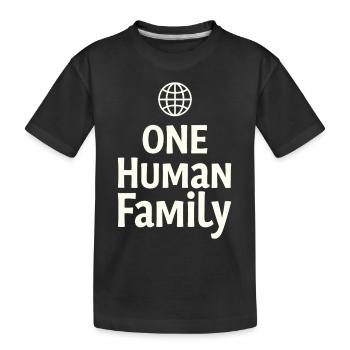 ONE HUMAN FAMILY Globus Zusammenhalt - Kinder Premium Bio T-Shirt - Schwarz - Vorne