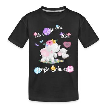 Nachwuchs Verkünden Ich Werde Große Schwester 2026 - Kinder Premium Bio T-Shirt - Schwarz - Vorne