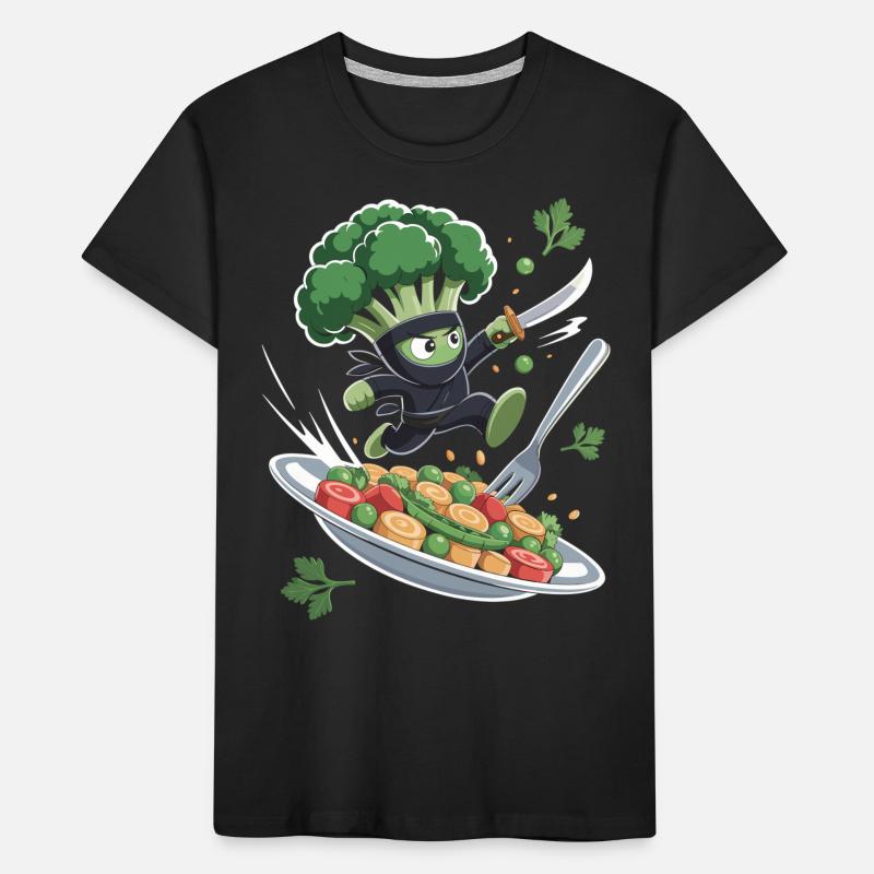 Broccoli Ninja in action Kids' Premium Organic T-Shirt
