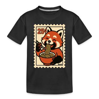 Red Panda with Ramen Noodles - Kids' Premium Organic T-Shirt - black - Front