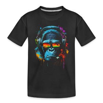 Monkey DJ Écouteurs Lunettes Soleil - T-shirt bio Premium Enfant - noir - Devant