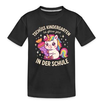 Einhorn Design zum Schulstart - Kinder Premium Bio T-Shirt - Schwarz - Vorne