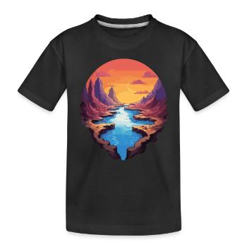 Fascinating canyon landscape at sunset - Kids' Premium Organic T-Shirt - black - Front