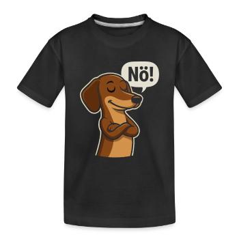 Le teckel dit non – le chien effronté dit - T-shirt bio Premium Enfant - noir - Devant