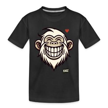 Grinning monkey with heart - Kids' Premium Organic T-Shirt - black - Front