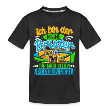 Kleiner Bruder Bagger - Kinder Premium Bio T-Shirt - Schwarz - Vorne