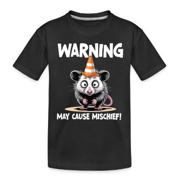 Lustige Opossum-Warnung kann Unheil anrichten - Kinder Premium Bio T-Shirt - Schwarz - Vorne