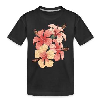 Exotische Hibiskusblumen Inspiration - Kinder Premium Bio T-Shirt - Schwarz - Vorne